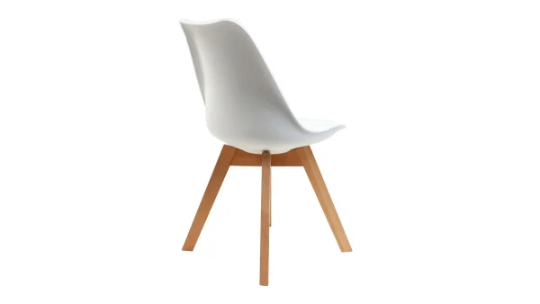 Chaises Scandinaves Blanc Et Bois Clair Massif (lot De 4) PAULINE marque pas cher en ligne 5