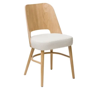 Chaises Scandinaves Bois Chêne Et Tissu Effet Laine Bouclée écru (lot De 2) EDITO à prix promos 14