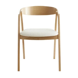 Chaises Scandinaves En Bois Clair Chêne Massif Et Tissu Effet Laine Bouclée écru (lot De 2) LOVA 13