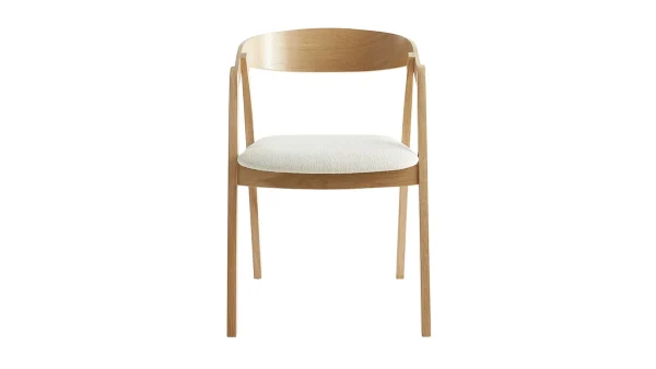 Chaises Scandinaves En Bois Clair Chêne Massif Et Tissu Effet Laine Bouclée écru (lot De 2) LOVA 3