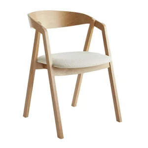 Chaises Scandinaves En Bois Clair Chêne Massif Et Tissu Effet Laine Bouclée écru (lot De 2) LOVA 15