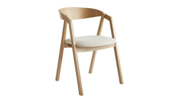 Chaises Scandinaves En Bois Clair Chêne Massif Et Tissu Effet Laine Bouclée écru (lot De 2) LOVA 4