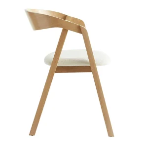 Chaises Scandinaves En Bois Clair Chêne Massif Et Tissu Effet Laine Bouclée écru (lot De 2) LOVA 17