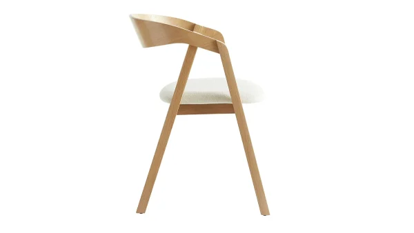 Chaises Scandinaves En Bois Clair Chêne Massif Et Tissu Effet Laine Bouclée écru (lot De 2) LOVA 5