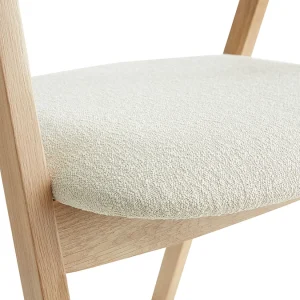 Chaises Scandinaves En Bois Clair Chêne Massif Et Tissu Effet Laine Bouclée écru (lot De 2) LOVA 21