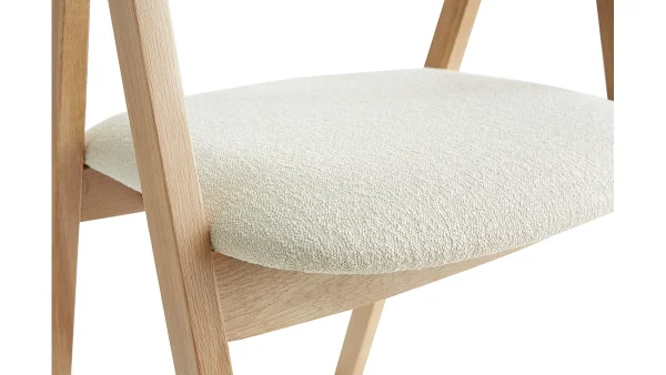 Chaises Scandinaves En Bois Clair Chêne Massif Et Tissu Effet Laine Bouclée écru (lot De 2) LOVA 7