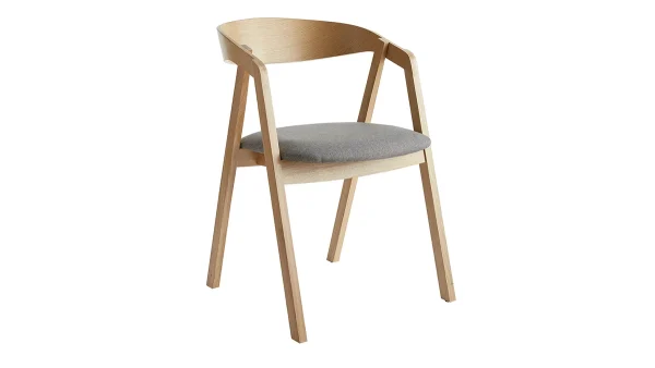 Chaises Scandinaves En Bois Clair Chêne Massif Et Tissu Gris (lot De 2) LOVA 4