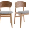 Chaises Scandinaves En Bois Clair Et Tissu Gris Clair (lot De 2) ELION 20