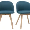 Chaises Scandinaves En Tissu Bleu Canard Et Bois Clair Massif (lot De 2) CELESTE 28