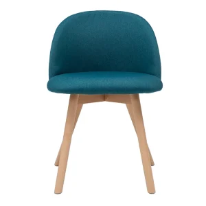 Chaises Scandinaves En Tissu Bleu Canard Et Bois Clair Massif (lot De 2) CELESTE 11