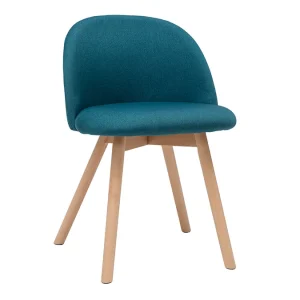 Chaises Scandinaves En Tissu Bleu Canard Et Bois Clair Massif (lot De 2) CELESTE 13