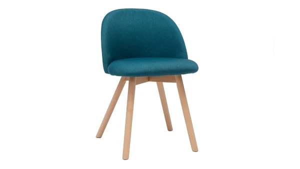 Chaises Scandinaves En Tissu Bleu Canard Et Bois Clair Massif (lot De 2) CELESTE 4