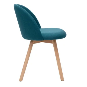 Chaises Scandinaves En Tissu Bleu Canard Et Bois Clair Massif (lot De 2) CELESTE 15