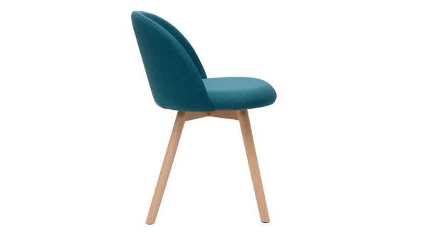 Chaises Scandinaves En Tissu Bleu Canard Et Bois Clair Massif (lot De 2) CELESTE 5