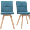 Chaises Scandinaves En Tissu Bleu Et Bois Clair Massif (lot De 2) THEA 26