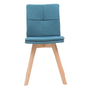 Chaises Scandinaves En Tissu Bleu Et Bois Clair Massif (lot De 2) THEA 12