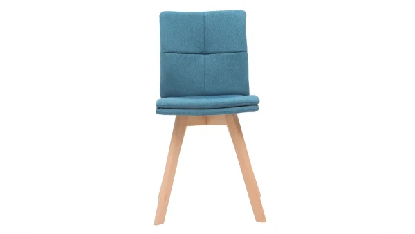 Chaises Scandinaves En Tissu Bleu Et Bois Clair Massif (lot De 2) THEA 3