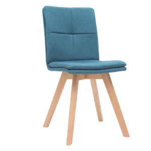 Chaises Scandinaves En Tissu Bleu Et Bois Clair Massif (lot De 2) THEA 14