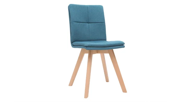 Chaises Scandinaves En Tissu Bleu Et Bois Clair Massif (lot De 2) THEA 4