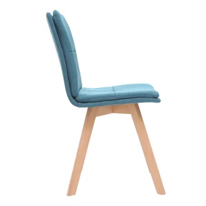 Chaises Scandinaves En Tissu Bleu Et Bois Clair Massif (lot De 2) THEA 16