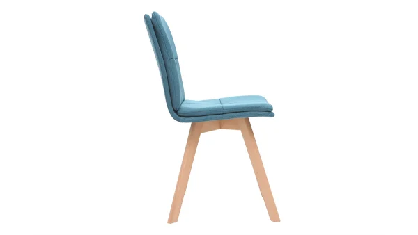 Chaises Scandinaves En Tissu Bleu Et Bois Clair Massif (lot De 2) THEA 5