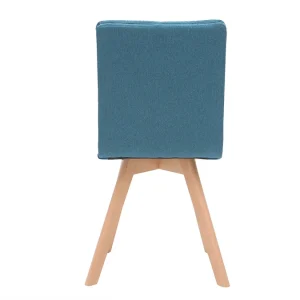 Chaises Scandinaves En Tissu Bleu Et Bois Clair Massif (lot De 2) THEA 18