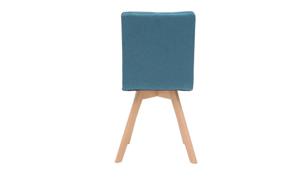 Chaises Scandinaves En Tissu Bleu Et Bois Clair Massif (lot De 2) THEA 6