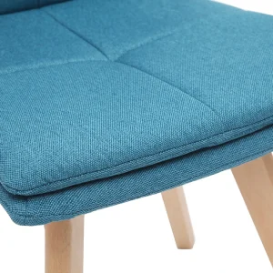 Chaises Scandinaves En Tissu Bleu Et Bois Clair Massif (lot De 2) THEA 20