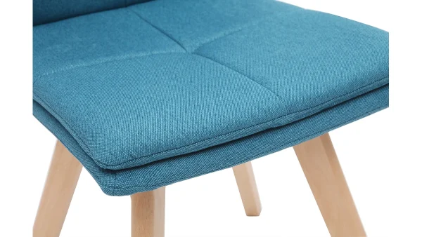 Chaises Scandinaves En Tissu Bleu Et Bois Clair Massif (lot De 2) THEA 7