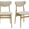 Chaises Scandinaves En Tissu Effet Laine Bouclée Beige Et Bois Clair Chêne Massif (lot De 2) MAYA 26