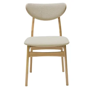 Chaises Scandinaves En Tissu Effet Laine Bouclée Beige Et Bois Clair Chêne Massif (lot De 2) MAYA 10