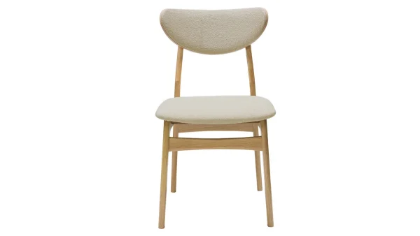 Chaises Scandinaves En Tissu Effet Laine Bouclée Beige Et Bois Clair Chêne Massif (lot De 2) MAYA 3