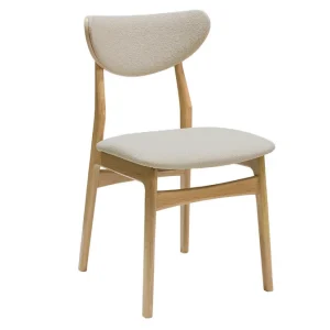 Chaises Scandinaves En Tissu Effet Laine Bouclée Beige Et Bois Clair Chêne Massif (lot De 2) MAYA 12