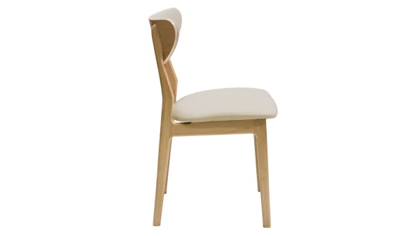 Chaises Scandinaves En Tissu Effet Laine Bouclée Beige Et Bois Clair Chêne Massif (lot De 2) MAYA 5