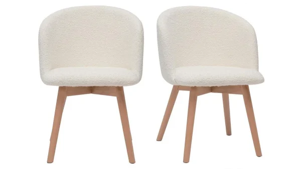 Chaises Scandinaves En Tissu Effet Laine Bouclée Et Bois Clair Massif (lot De 2) VANITY 1