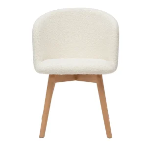 Chaises Scandinaves En Tissu Effet Laine Bouclée Et Bois Clair Massif (lot De 2) VANITY 11