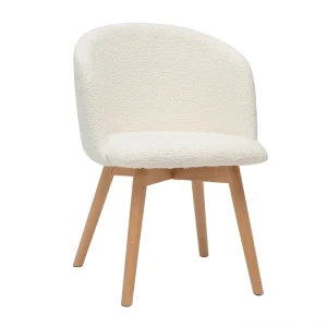 Chaises Scandinaves En Tissu Effet Laine Bouclée Et Bois Clair Massif (lot De 2) VANITY 13