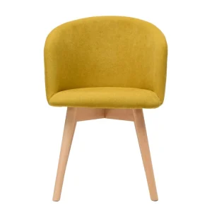 Chaises Scandinaves En Tissu Effet Velours Jaune Moutarde Et Bois Clair Massif (lot De 2) VANITY 11