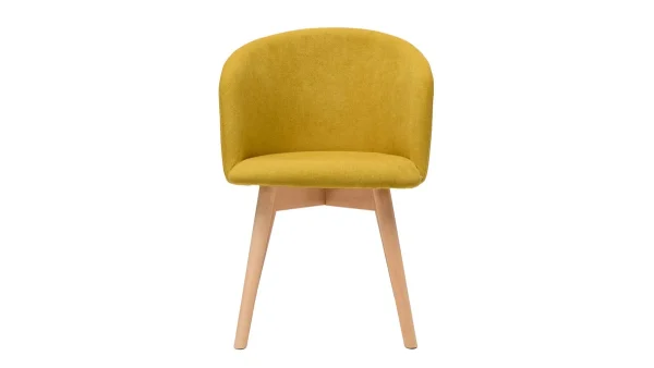 Chaises Scandinaves En Tissu Effet Velours Jaune Moutarde Et Bois Clair Massif (lot De 2) VANITY 3