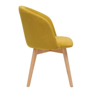 Chaises Scandinaves En Tissu Effet Velours Jaune Moutarde Et Bois Clair Massif (lot De 2) VANITY 15