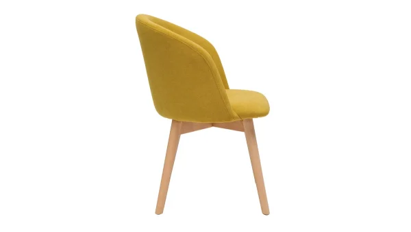 Chaises Scandinaves En Tissu Effet Velours Jaune Moutarde Et Bois Clair Massif (lot De 2) VANITY 5