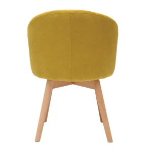 Chaises Scandinaves En Tissu Effet Velours Jaune Moutarde Et Bois Clair Massif (lot De 2) VANITY 17