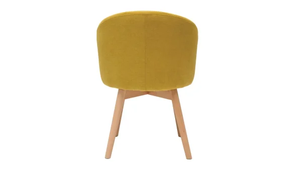 Chaises Scandinaves En Tissu Effet Velours Jaune Moutarde Et Bois Clair Massif (lot De 2) VANITY 6