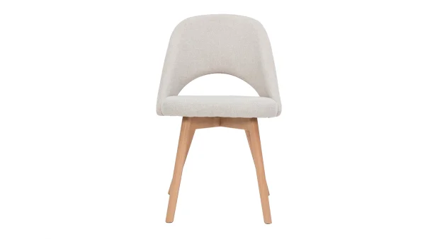 Chaises Scandinaves En Tissu Effet Velours Texturé Beige Et Bois Clair Massif (lot De 2) COSETTE 3