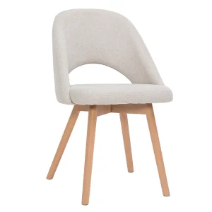 Chaises Scandinaves En Tissu Effet Velours Texturé Beige Et Bois Clair Massif (lot De 2) COSETTE 15