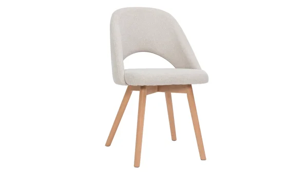 Chaises Scandinaves En Tissu Effet Velours Texturé Beige Et Bois Clair Massif (lot De 2) COSETTE 4