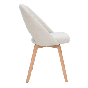 Chaises Scandinaves En Tissu Effet Velours Texturé Beige Et Bois Clair Massif (lot De 2) COSETTE 17