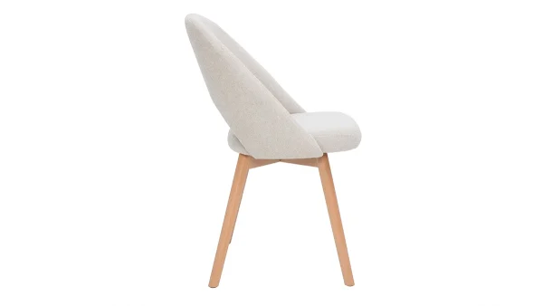 Chaises Scandinaves En Tissu Effet Velours Texturé Beige Et Bois Clair Massif (lot De 2) COSETTE 5