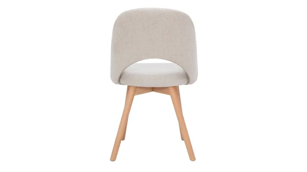 Chaises Scandinaves En Tissu Effet Velours Texturé Beige Et Bois Clair Massif (lot De 2) COSETTE 6