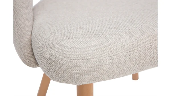 Chaises Scandinaves En Tissu Effet Velours Texturé Beige Et Bois Clair Massif (lot De 2) COSETTE 7